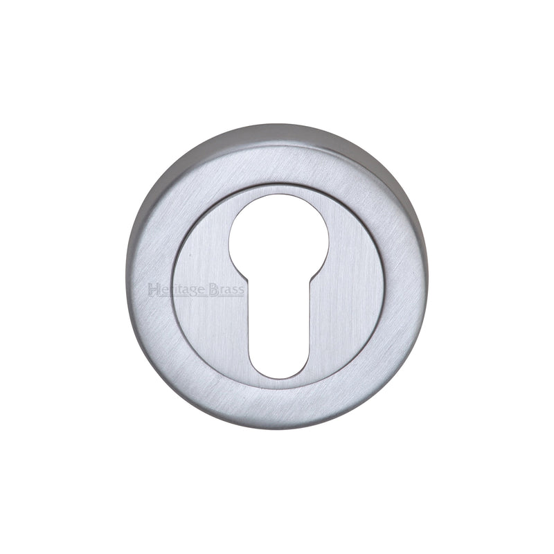 Heritage Brass Euro Profile Cylinder Escutcheon Satin Chrome finish - V4020-SC - Choice Handles