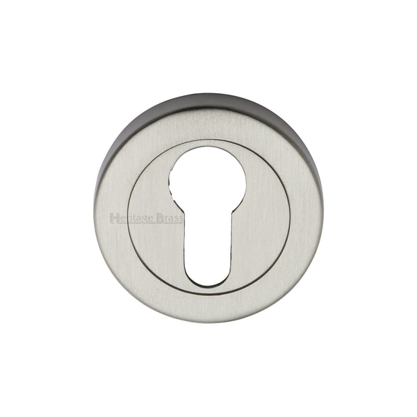 Heritage Brass Euro Profile Cylinder Escutcheon Satin Nickel finish - V4020-SN - Choice Handles