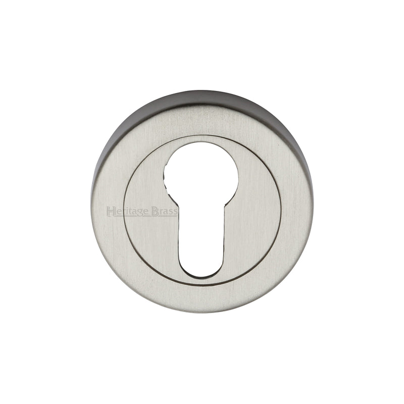 Heritage Brass Euro Profile Cylinder Escutcheon Satin Nickel finish - V4020-SN - Choice Handles