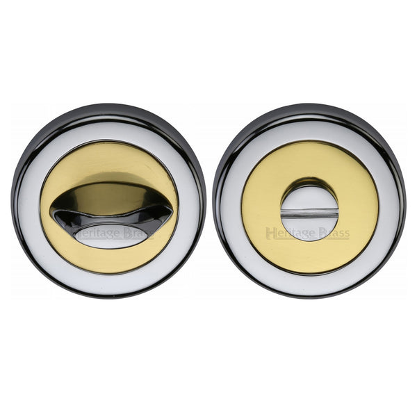 Heritage Brass Thumbturn & Emergency Release  for Bathroom & Bedroom Doors  Chrome & Brass finish - V4043-CB - Choice Handles