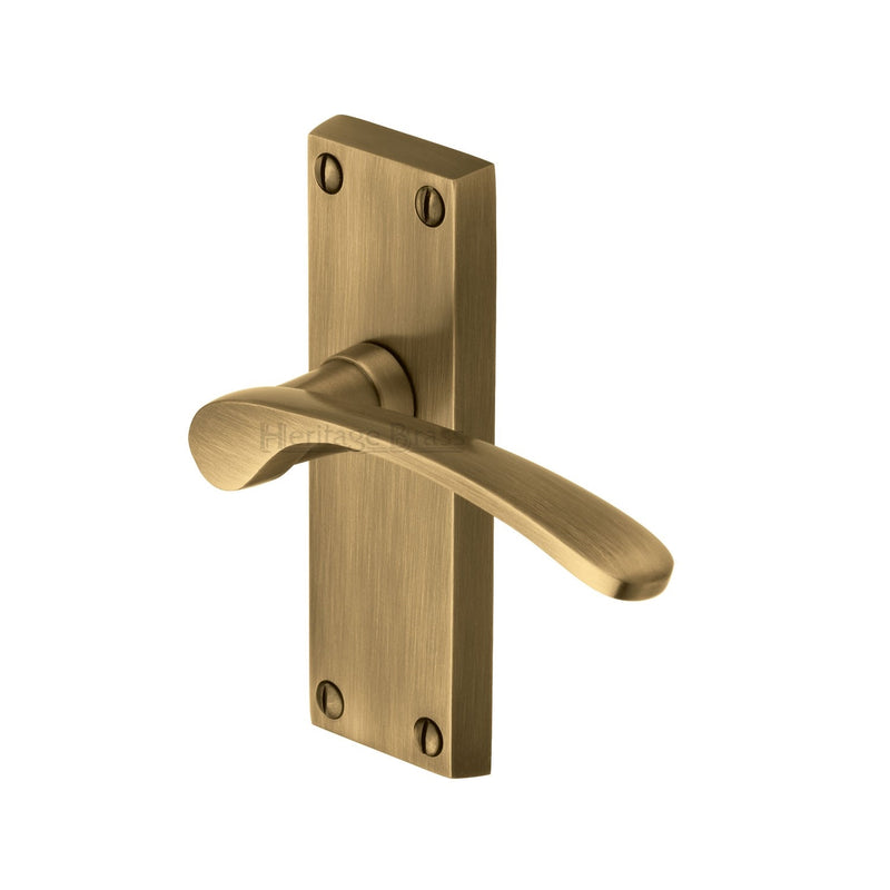 Heritage Brass Door Handle Lever Latch Sophia Short Design Antique finish - V4140-AT - Choice Handles