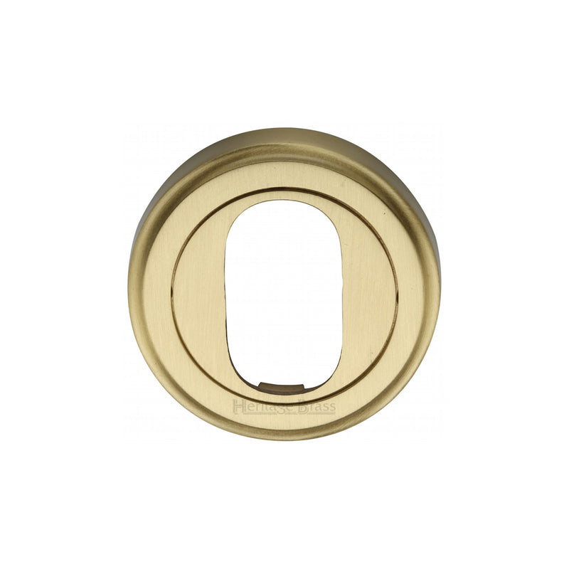 Heritage Brass Oval Profile Cylinder Escutcheon Satin Brass finish - V5010-SB - Choice Handles