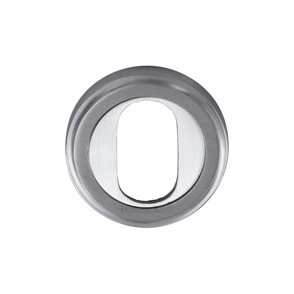 Heritage Brass Oval Profile Cylinder Escutcheon Satin Chrome finish - V5010-SC - Choice Handles