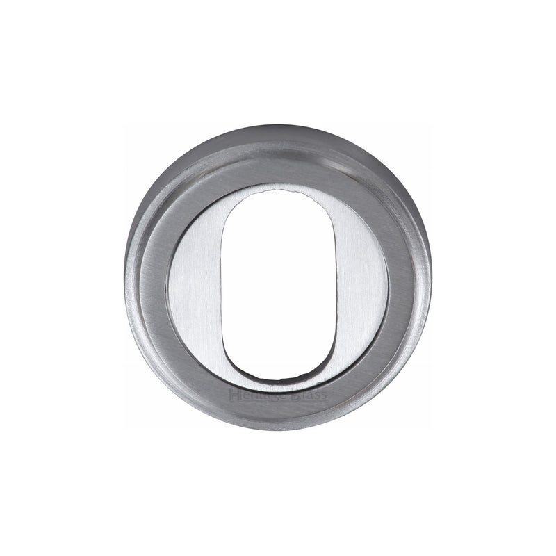 Heritage Brass Oval Profile Cylinder Escutcheon Satin Chrome finish - V5010-SC - Choice Handles