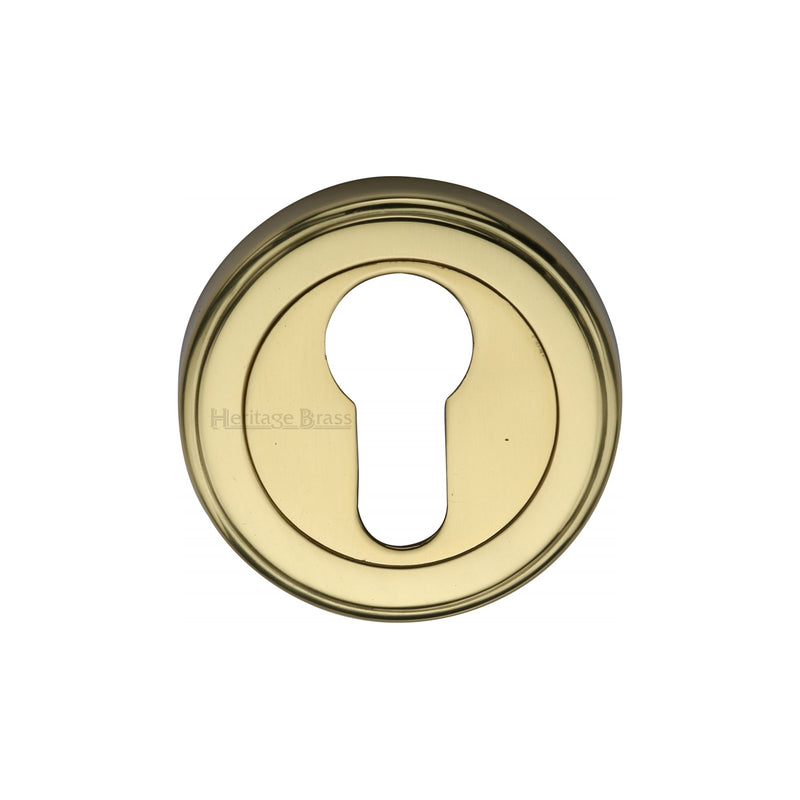 Heritage Brass Euro Profile Cylinder Escutcheon Polished Brass finish - V5020-PB - Choice Handles