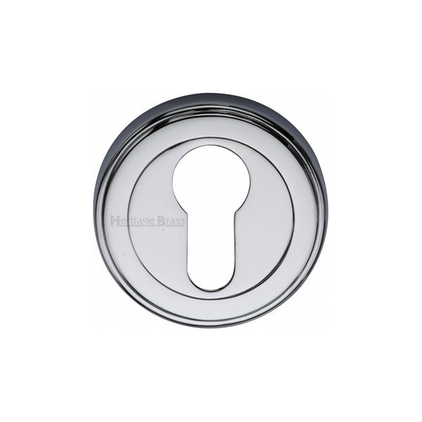 Heritage Brass Euro Profile Cylinder Escutcheon Polished Chrome finish - V5020-PC - Choice Handles