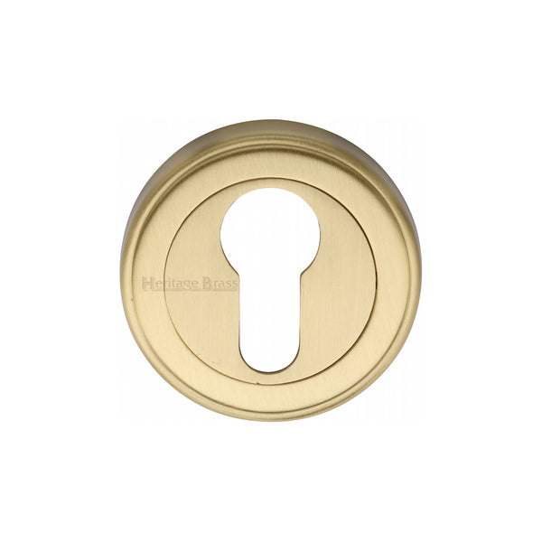 Heritage Brass Euro Profile Cylinder Escutcheon Satin Brass finish - V5020-SB - Choice Handles