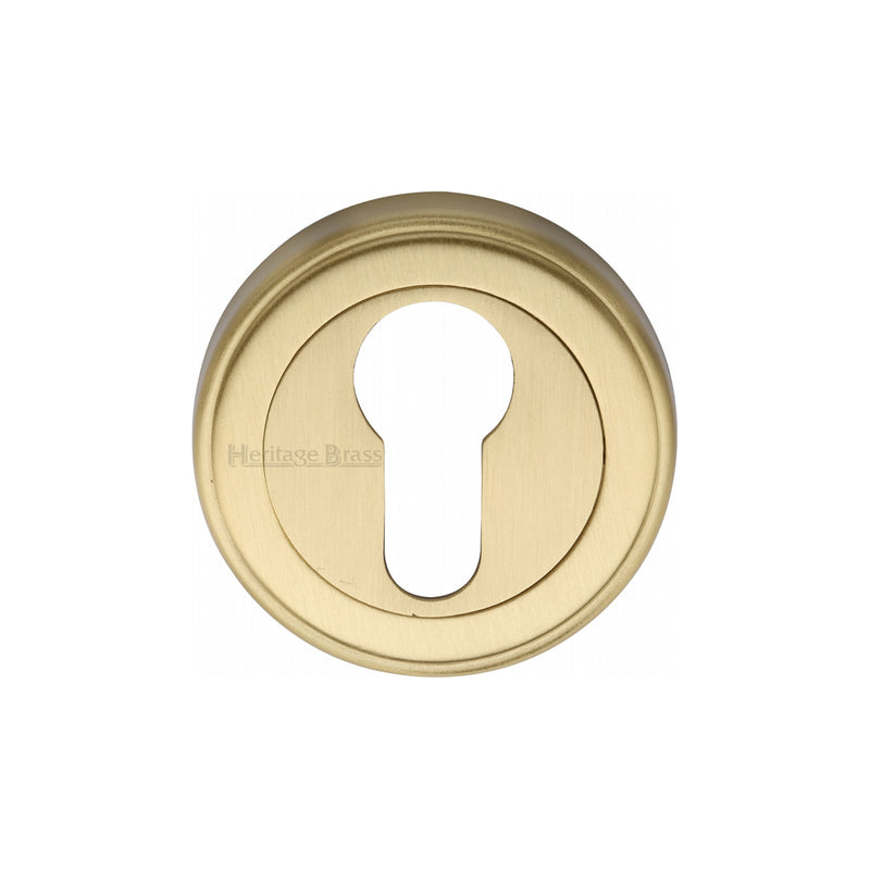 Heritage Brass Euro Profile Cylinder Escutcheon Satin Brass finish - V5020-SB - Choice Handles