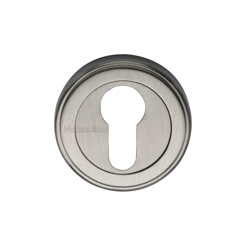 Heritage Brass Euro Profile Cylinder Escutcheon Satin Nickel finish - V5020-SN - Choice Handles