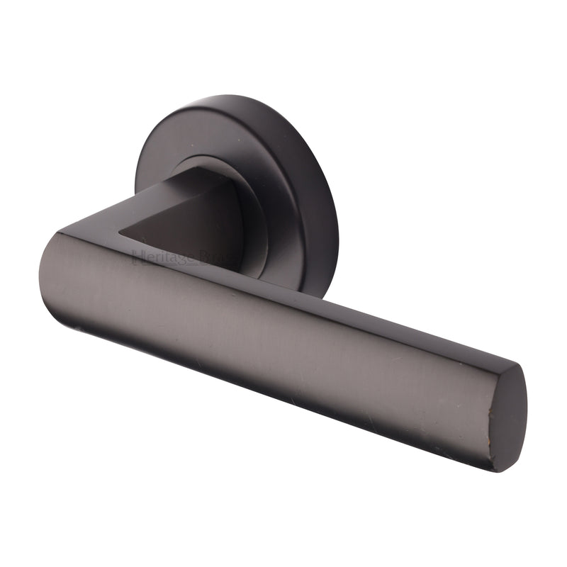 Heritage Brass Door Handle Lever Latch on Round Rose Poseidon Design Matt Bronze finish
 - V6230-MB - Choice Handles