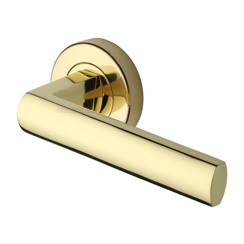 Heritage Brass Door Handle Lever Latch on Round Rose Poseidon Design Polished Brass finish
 - V6230-PB - Choice Handles