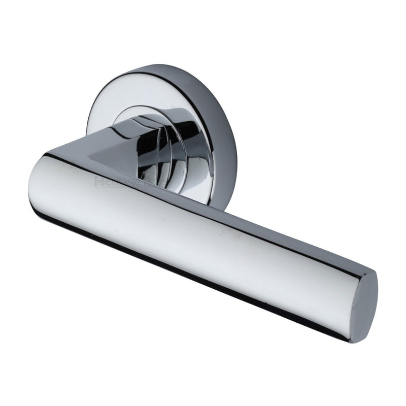 Heritage Brass Door Handle Lever Latch on Round Rose Poseidon Design Polished Chrome finish
 - V6230-PC - Choice Handles