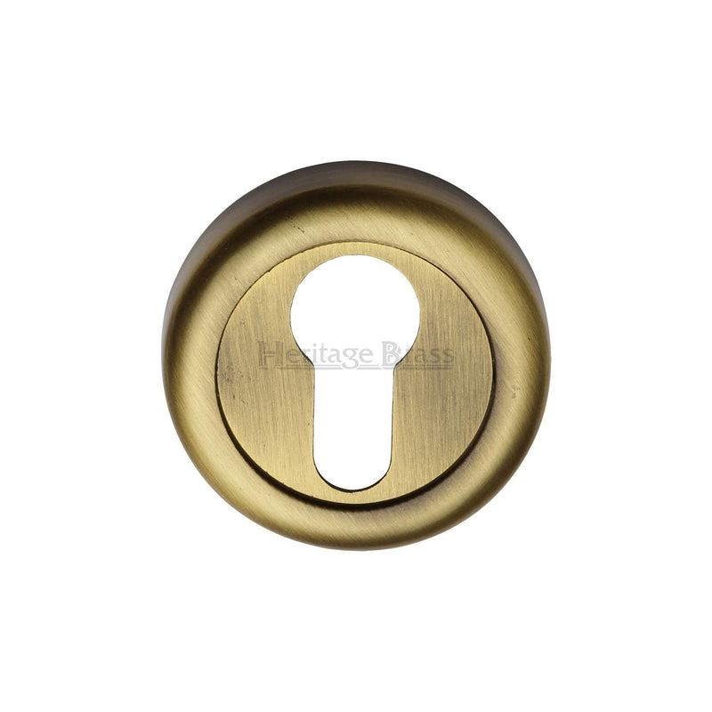 Heritage Brass Euro Profile Cylinder Escutcheon Antique finish - V6724-AT - Choice Handles