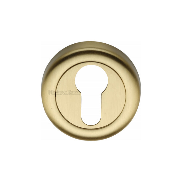 Heritage Brass Euro Profile Cylinder Escutcheon Satin Brass Finish - V6724-SB - Choice Handles