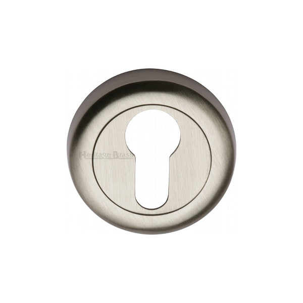 Heritage Brass Euro Profile Cylinder Escutcheon Satin Nickel finish - V6724-SN - Choice Handles