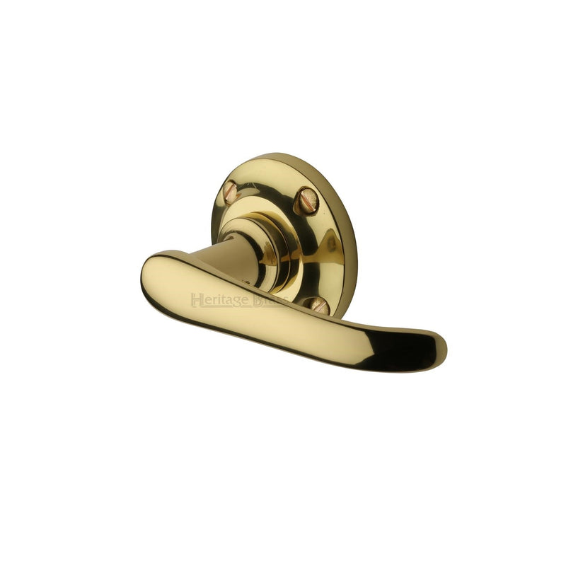 Heritage Brass Door Handle Lever Latch on Round Rose Windsor Design Polished Brass finish - V720-PB - Choice Handles