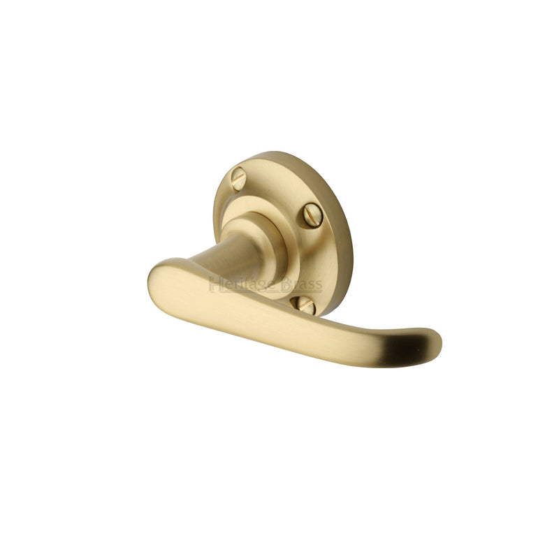 Heritage Brass Door Handle Lever on Rose Windsor Design Satin Brass Finish
 - V720-SB - Choice Handles