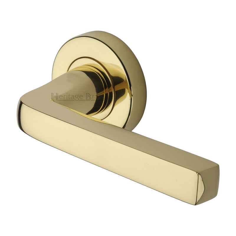 Alessa Door Handle on Round Rose Polished Brass finish
 - V8300-PB - Choice Handles