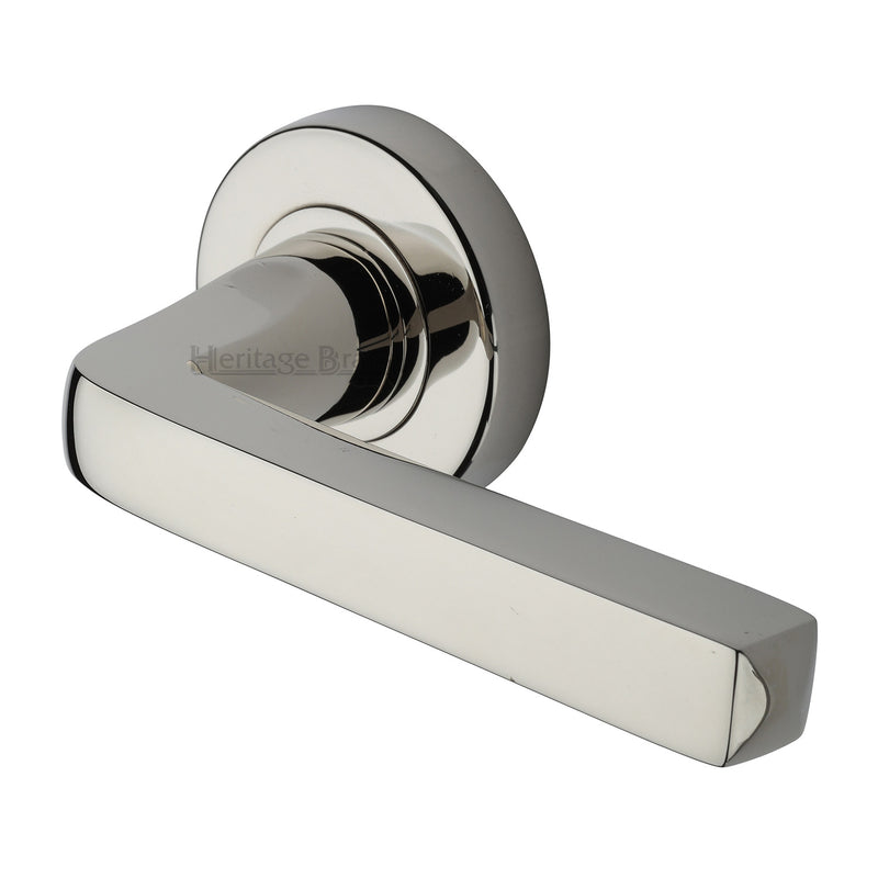 Alessa Door Handle on Round Rose Polished Nickel finish
 - V8300-PNF - Choice Handles