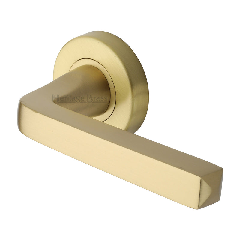 Alessa Door Handle on Round Rose Satin Brass finish
 - V8300-SB - Choice Handles