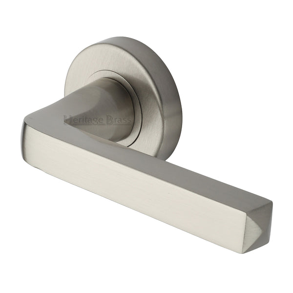 Alessa Door Handle on Round Rose Satin Nickel finish
 - V8300-SN - Choice Handles