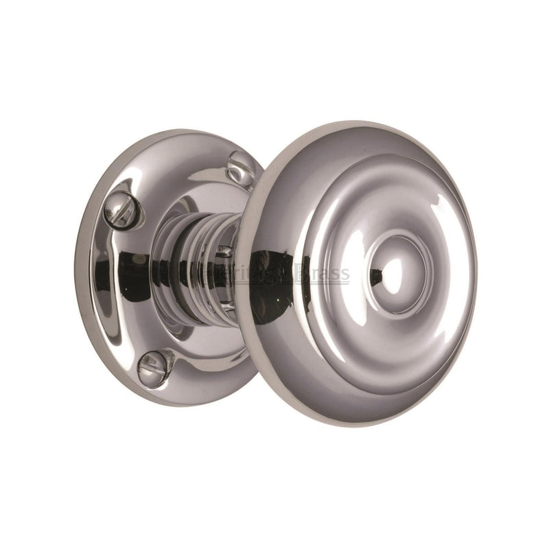 Heritage Brass Mortice Knob on Rose Aylesbury Design Polished Chrome finish - V872-PC - Choice Handles