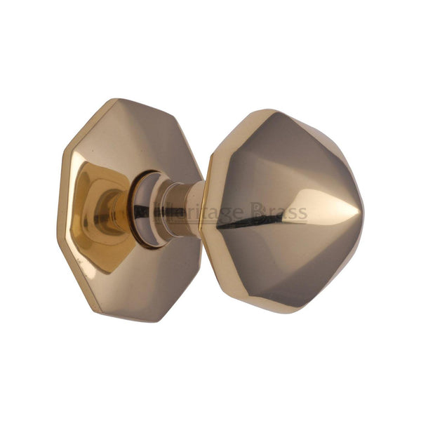 Heritage Brass Octagon Centre Door Knob 2 1/2" Polished Brass finish - V880-PB - Choice Handles