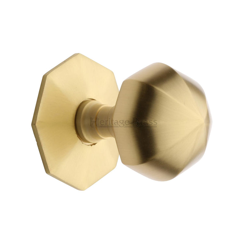 Heritage Brass Octagon Centre Door Knob 2 1/2" Satin Brass finish - V880-SB - Choice Handles