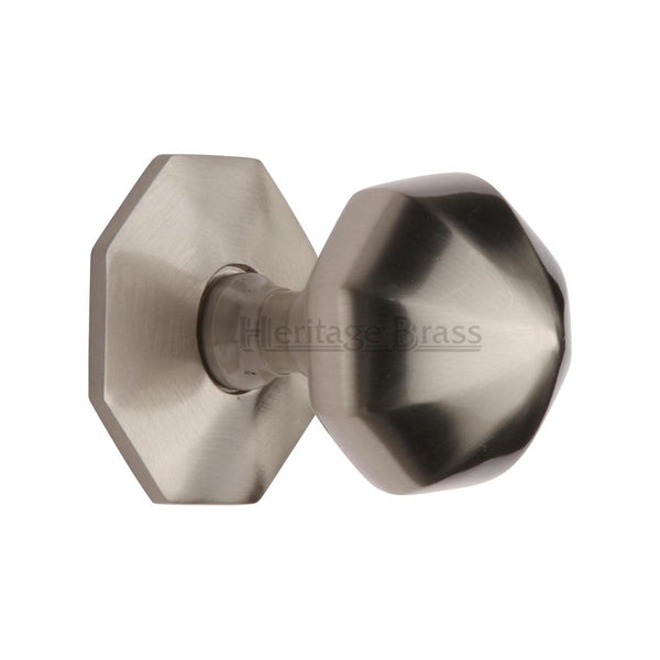 Heritage Brass Octagon Centre Door Knob 2 1/2" Satin Nickel finish - V880-SN - Choice Handles