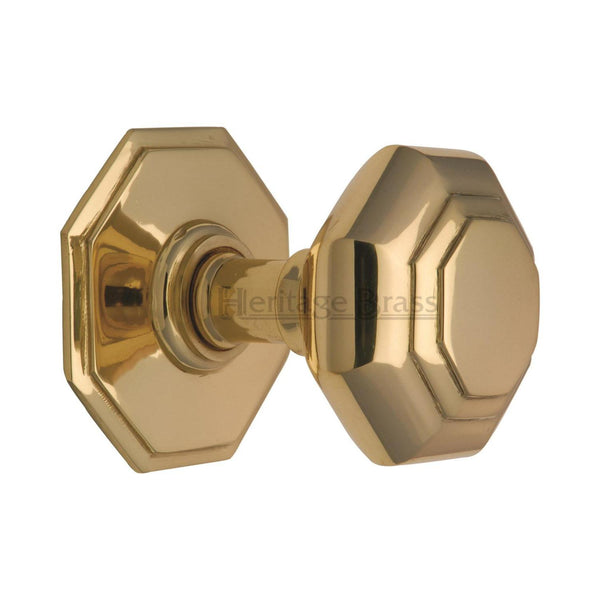 Heritage Brass Stepped Octagon Centre Door Knob 3" Polished Brass finish - V890-PB - Choice Handles