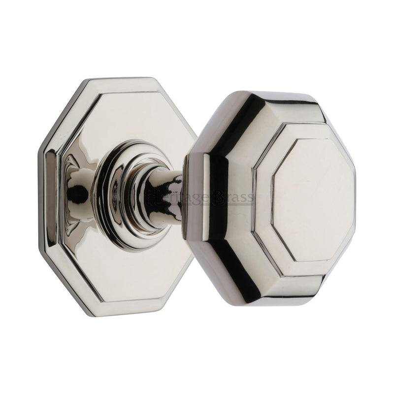 Heritage Brass Stepped Octagon Centre Door Knob 3" Polished Nickel Finish - V890-PNF - Choice Handles