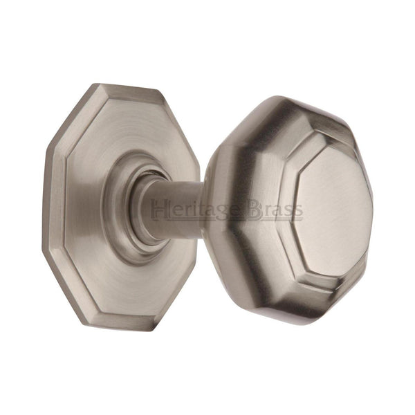 Heritage Brass Stepped Octagon Centre Door Knob 3" Satin Nickel finish - V890-SN - Choice Handles