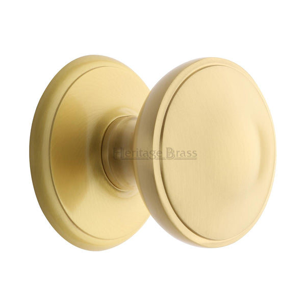 Heritage Brass Round Centre Door Knob 3" Satin Brass finish - V900-SB - Choice Handles