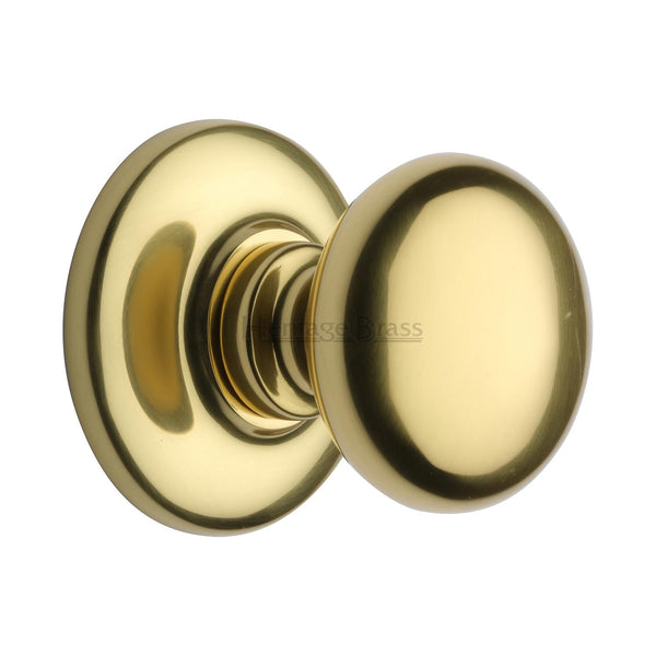 Heritage Brass Victorian Centre Door Knob Design 3 Polished Brass Finish
 - V901-PB - Choice Handles