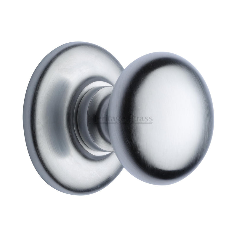 Heritage Brass Victorian Centre Door Knob Design 3 Satin Chrome Finish
 - V901-SC - Choice Handles