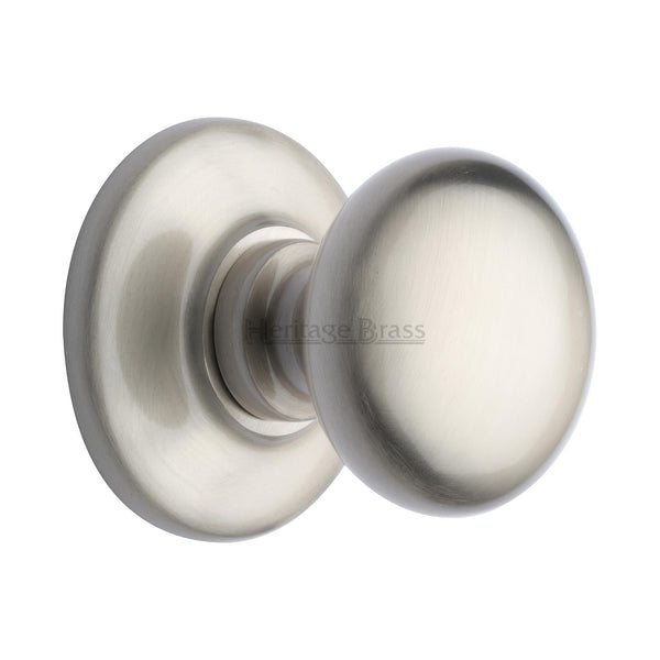 Heritage Brass Victorian Centre Door Knob Design 3 Satin Nickel Finish
 - V901-SN - Choice Handles