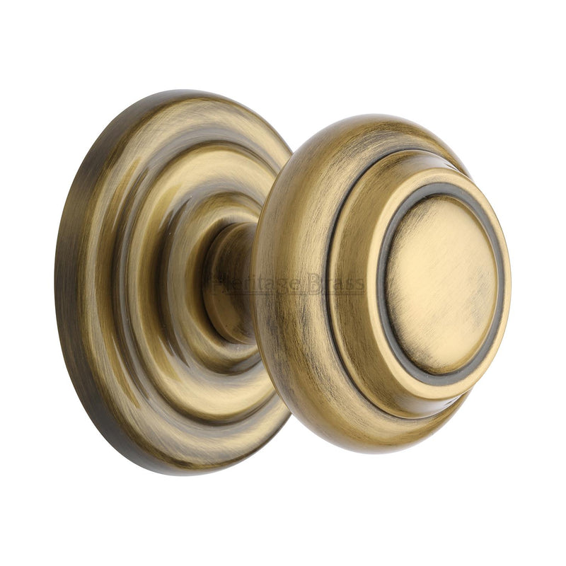 Heritage Brass Stepped Round Centre Door Knob Design 3 1/2 Antique Brass Finish
 - V905-AT - Choice Handles