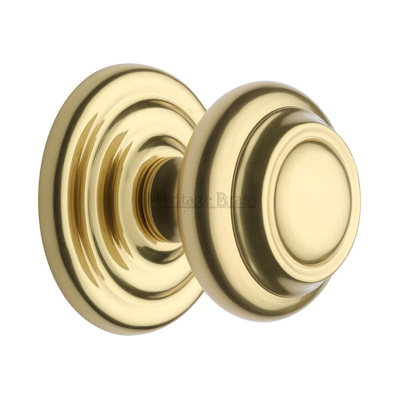 Heritage Brass Stepped Round Centre Door Knob Design 3 1/2 Polished Brass Finish
 - V905-PB - Choice Handles