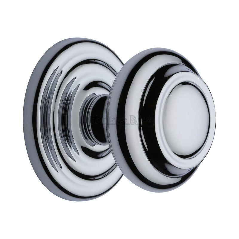 Heritage Brass Stepped Round Centre Door Knob Design 3 1/2 Polished Chrome Finish
 - V905-PC - Choice Handles