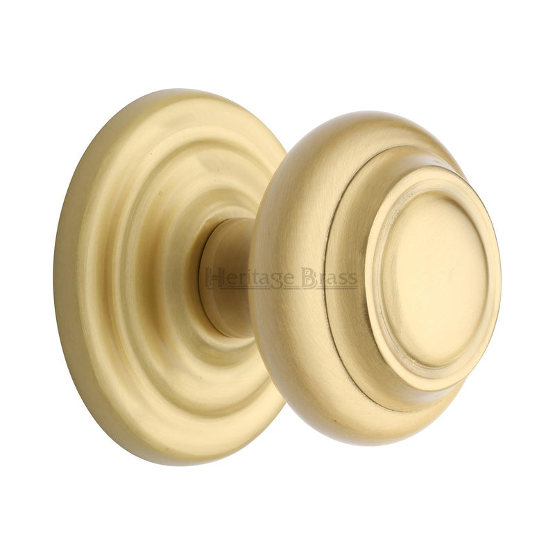 Heritage Brass Stepped Round Centre Door Knob Design 3 1/2 Satin Brass Finish
 - V905-SB - Choice Handles