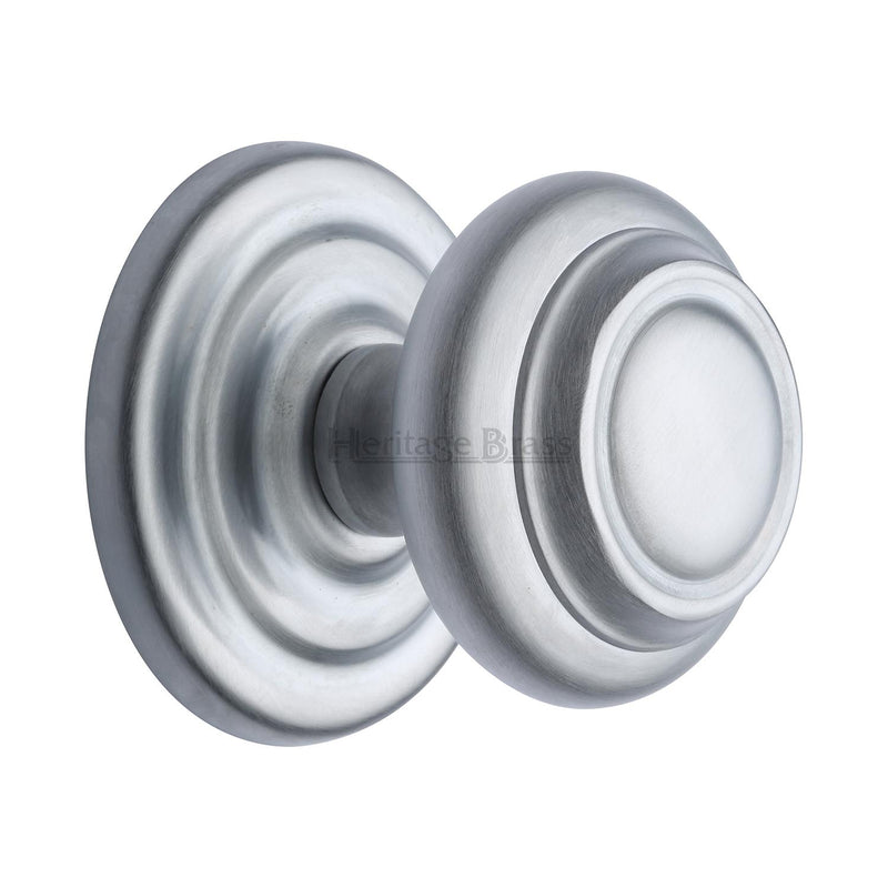 Heritage Brass Stepped Round Centre Door Knob Design 3 1/2 Satin Chrome Finish
 - V905-SC - Choice Handles