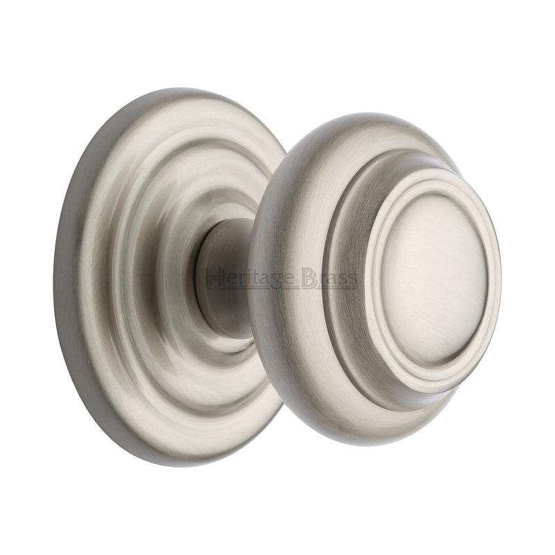 Heritage Brass Stepped Round Centre Door Knob&nbsp;Design 3 1/2 Satin Nickel Finish
 - V905-SN - Choice Handles