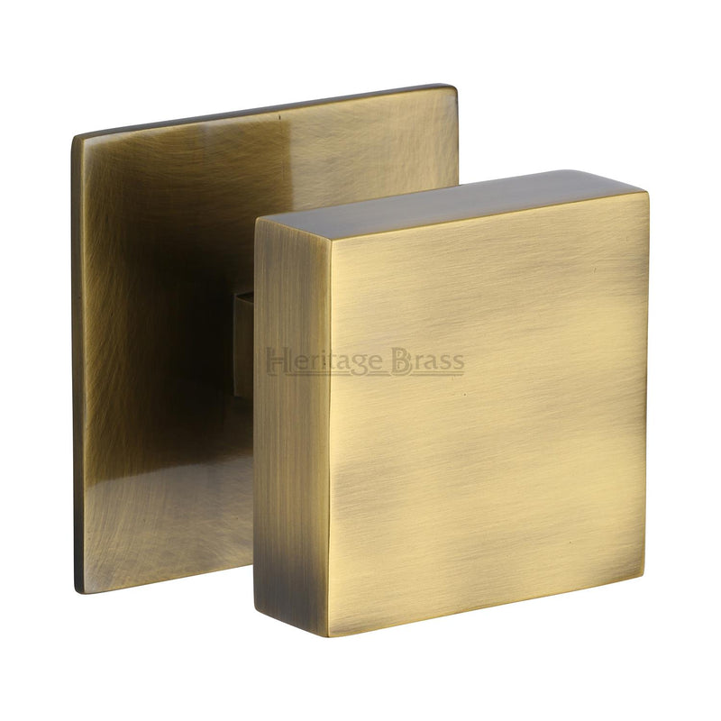 Heritage Brass Centre Door Knob Square Design 3 Antique Finish
 - V908-AT - Choice Handles