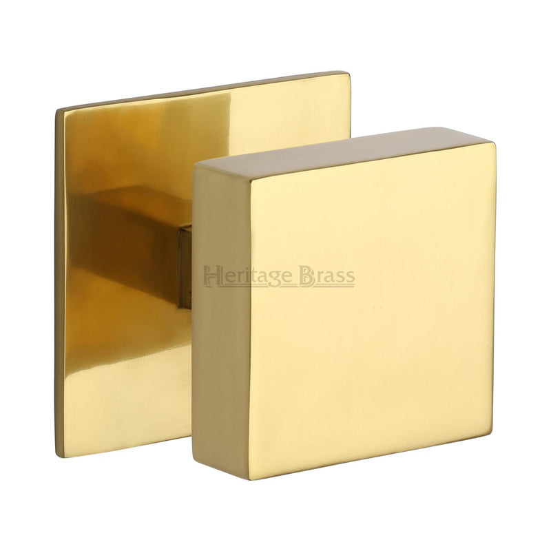 Heritage Brass Centre Door Knob Square Design 3" Polished Brass Finish - V908-PB - Choice Handles