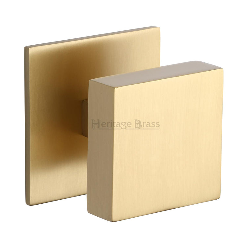 Heritage Brass Centre Door Knob Square Design 3" Satin Brass Finish - V908-SB - Choice Handles