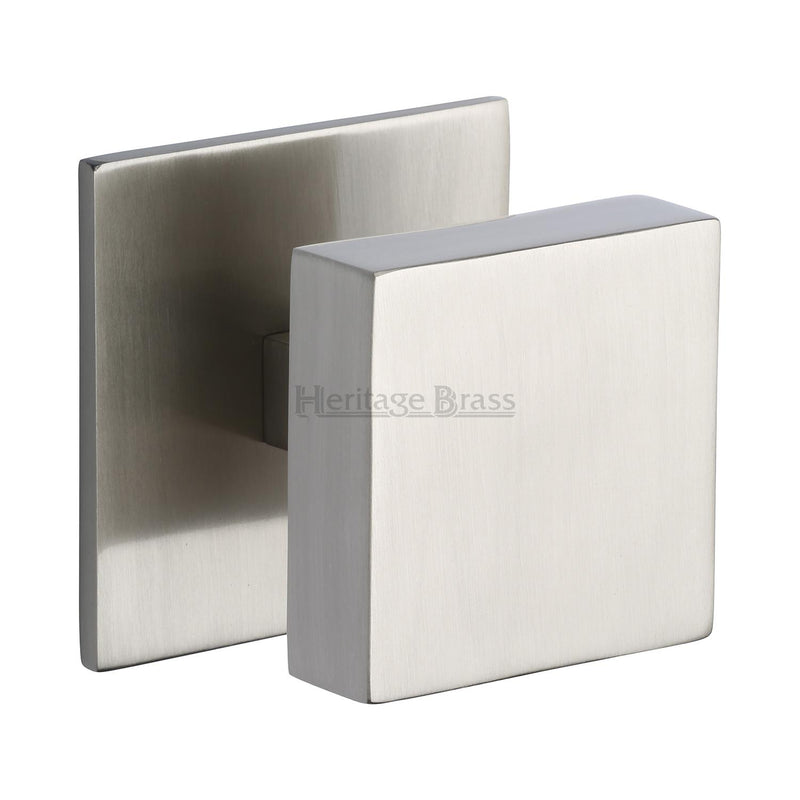 Heritage Brass Centre Door Knob Square Design 3 Satin Nickel Finish
 - V908-SN - Choice Handles