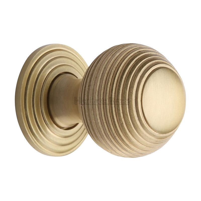 Heritage Brass Cabinet Knob Reeded Design 32mm Satin Brass finish
 - V973 32-SB - Choice Handles