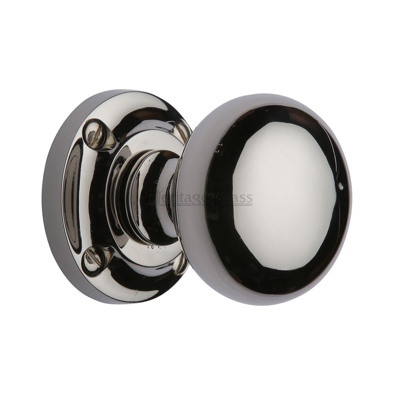 Heritage Brass Mortice Knob on Rose Victoria Design Polished Nickel finish
 - V980-PNF - Choice Handles