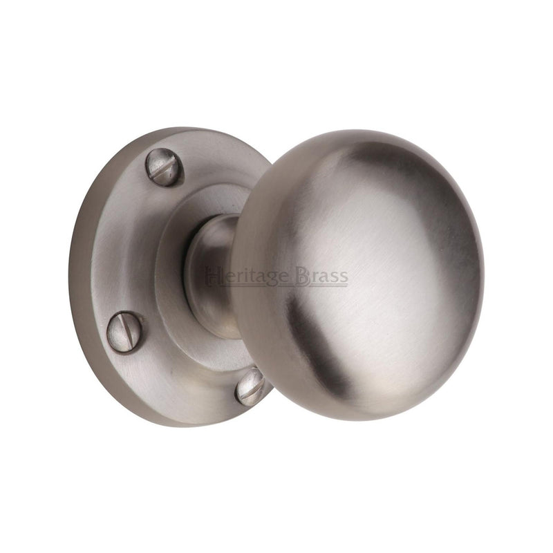 Heritage Brass Mortice Knob on Rose Victoria Design Satin Nickel finish - V980-SN - Choice Handles