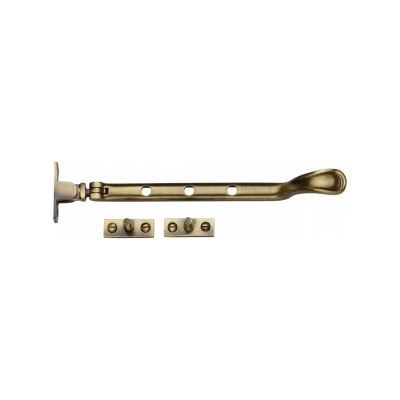 Heritage Brass Casement Window Stay Spoon Pattern 8" Antique finish - V990 8-AT - Choice Handles